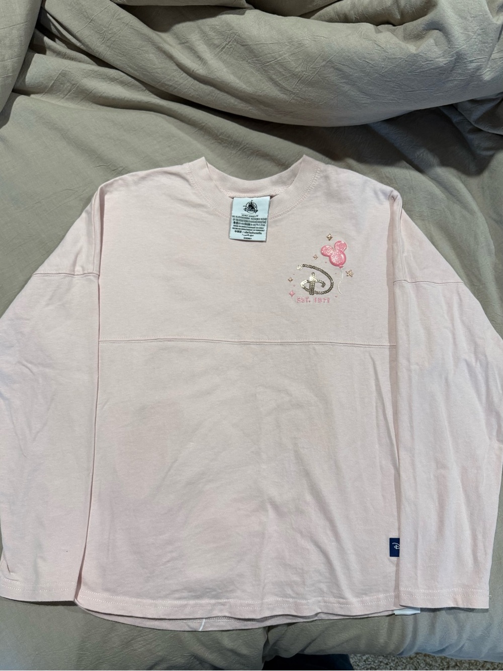 Walt Disney World Pink Glitter Mickey Balloon Sequin Spirit Jersey